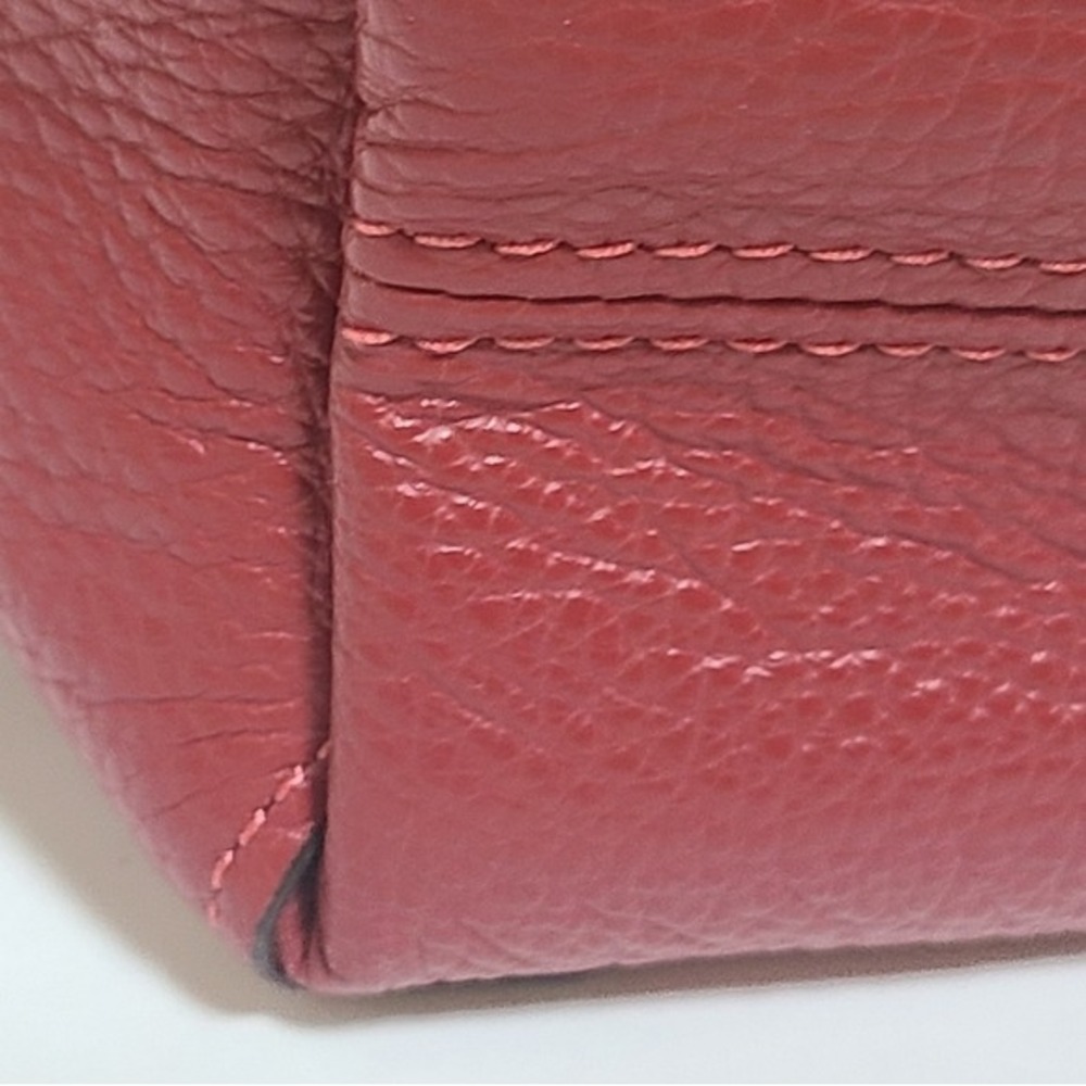 Coach Kacey Pebbled Leather Satchel Handbag Red Gold Hardware Crossbody - Picture 6 of 9